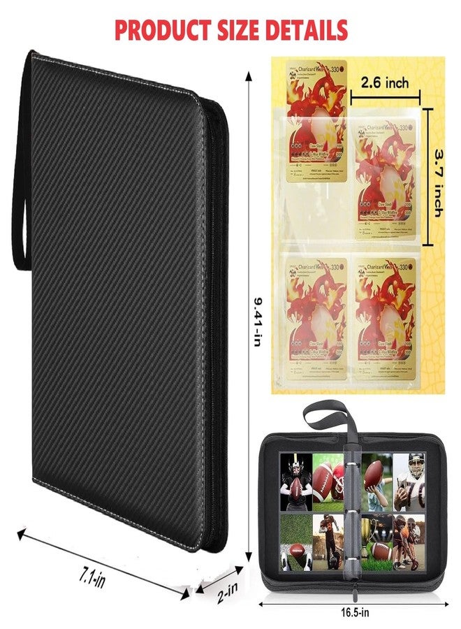 FABULWAY Trading Card Binder with 400 Pockets, Zipper Closure, Card Collection Album with Sleeves (Black-400 Pockets) - Image 4